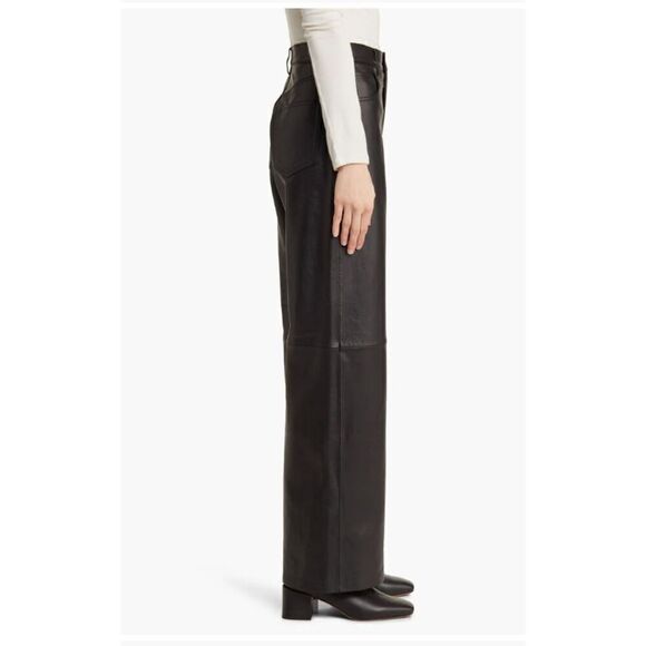 $358 New Reformation x Veda Cary Straigh Leg Lamb Leather Pants in Black size 10 - Picture 2 of 3
